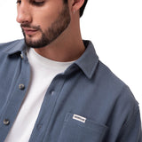 Camisa Manga Larga Hombre Waffle Knit Azul Cat