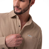 Camisa Manga Larga Hombre Waffle Knit Beige Cat