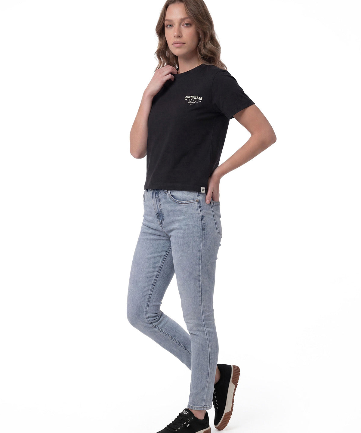 Polera Manga Corta Mujer Heritage Peoria Negro Cat