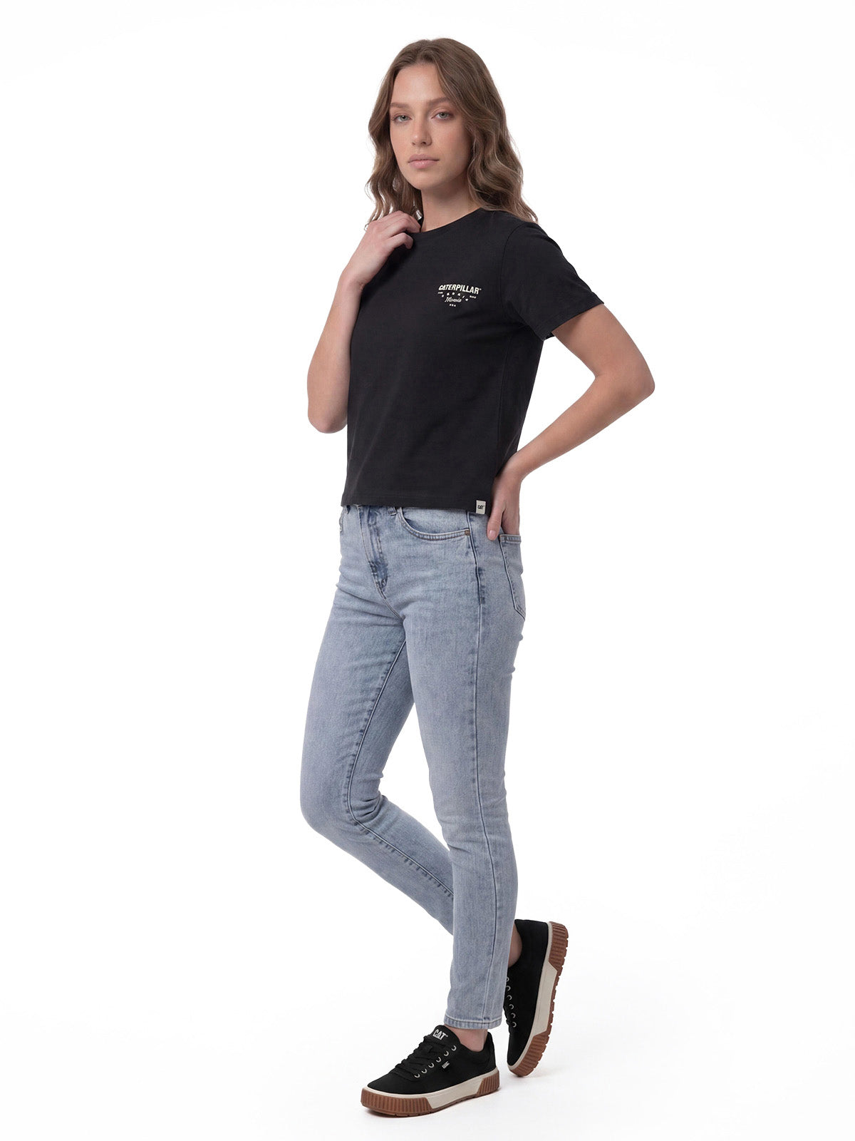 Polera Manga Corta Mujer Heritage Peoria Negro Cat