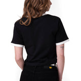 Polera Manga Corta Mujer Caterpillar Ringer C Negro