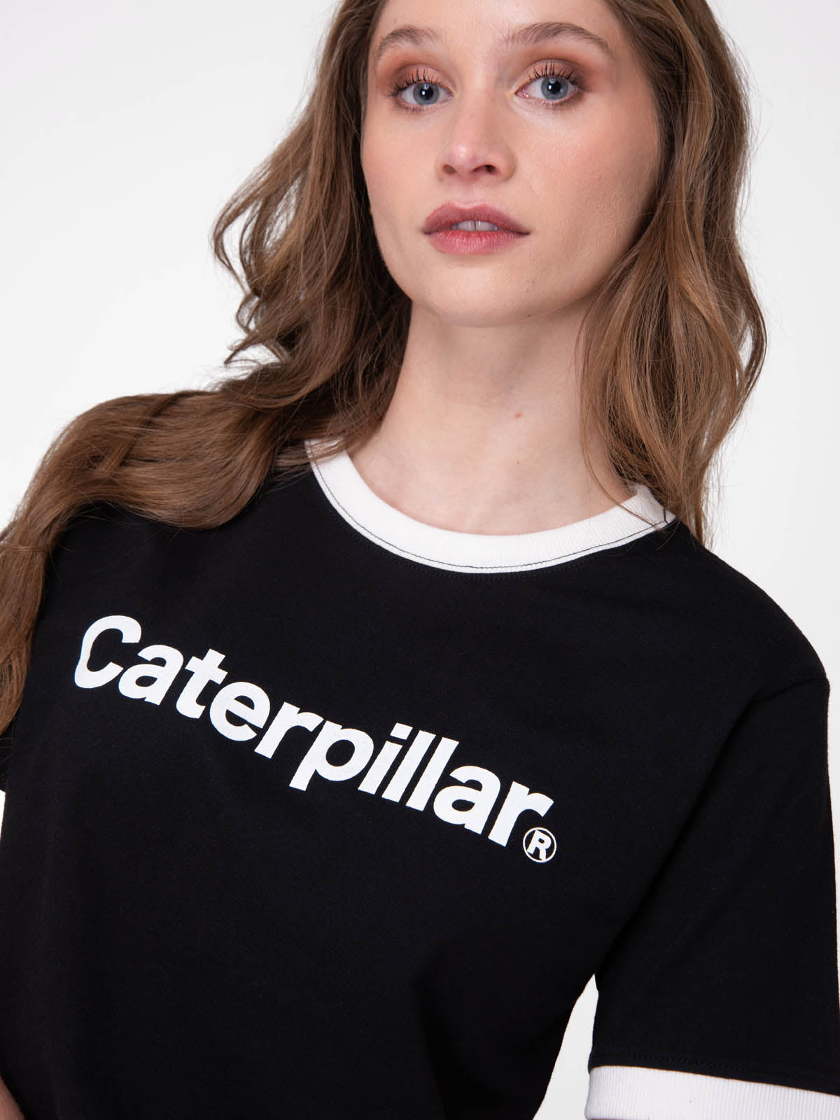 Polera Manga Corta Mujer Caterpillar Ringer C Negro