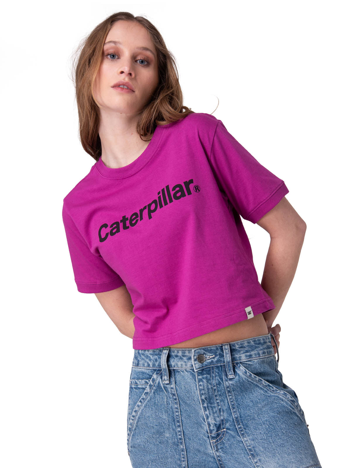 Polera Manga Corta Mujer Caterpillar Ringer C Morado