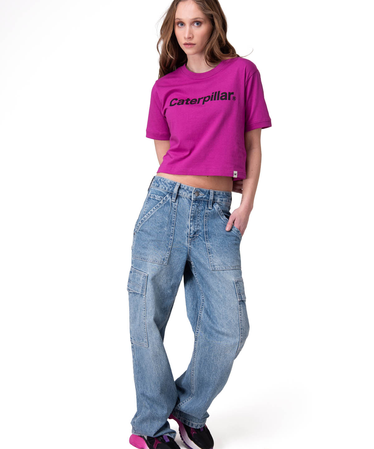 Polera Manga Corta Mujer Caterpillar Ringer C Morado