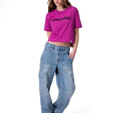 Polera Manga Corta Mujer Caterpillar Ringer C Morado