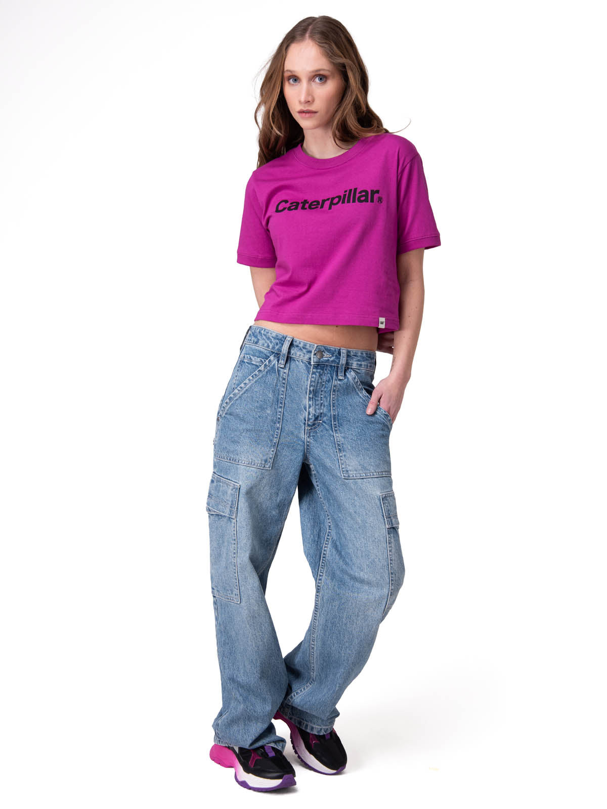 Polera Manga Corta Mujer Caterpillar Ringer C Morado