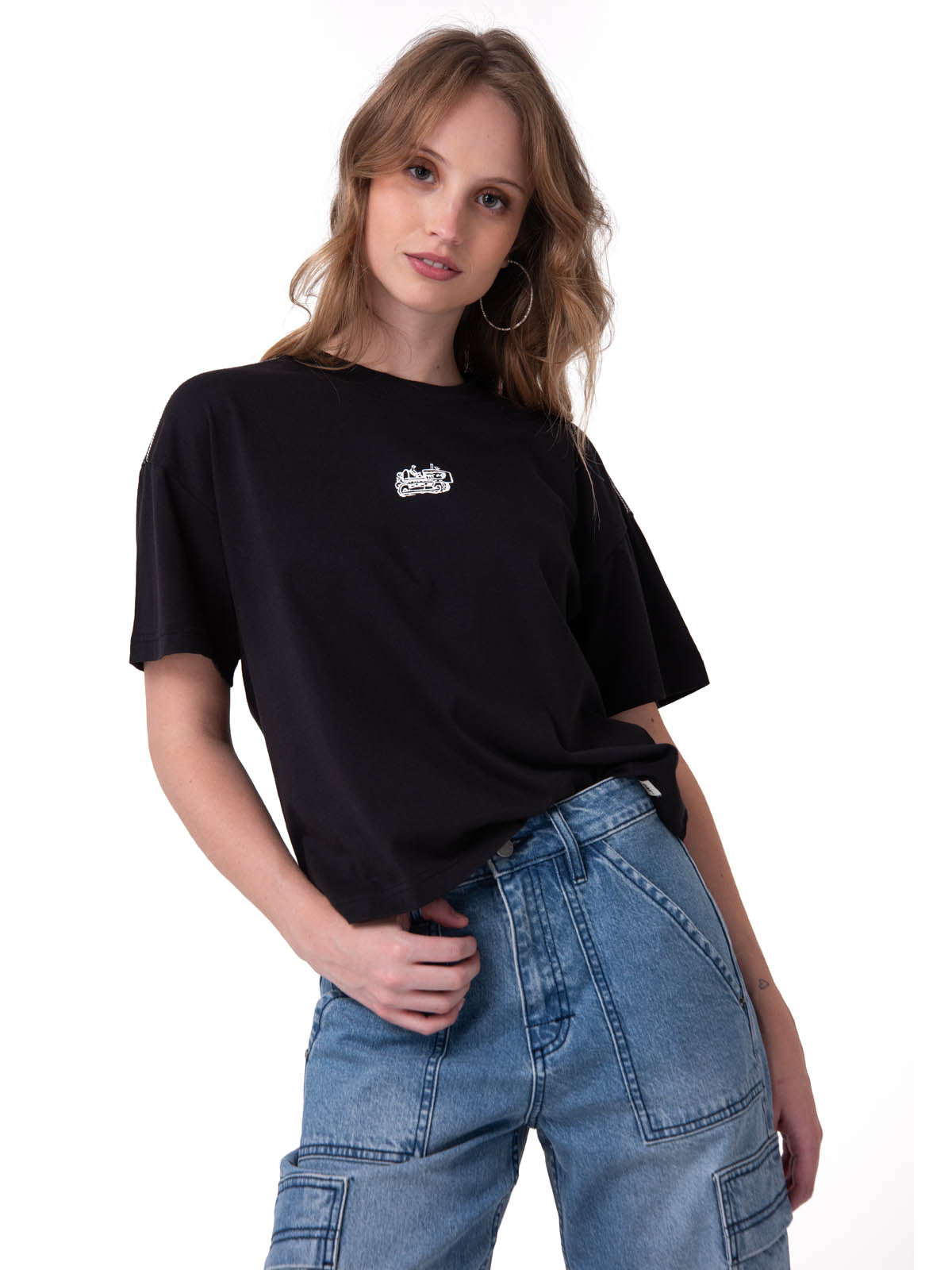 Polera Manga Corta Mujer Caterpillar Culture Negro