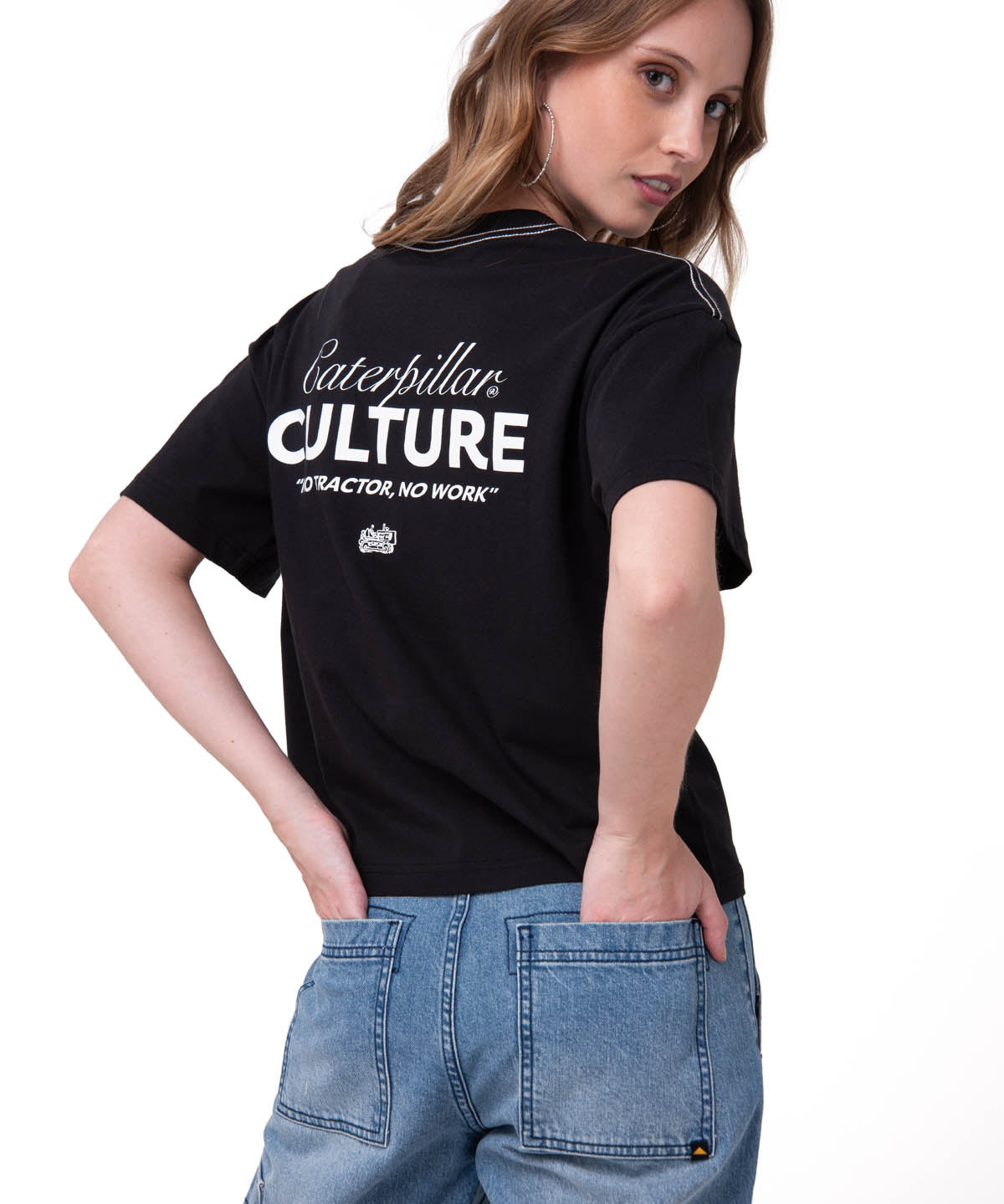 Polera Manga Corta Mujer Caterpillar Culture Negro