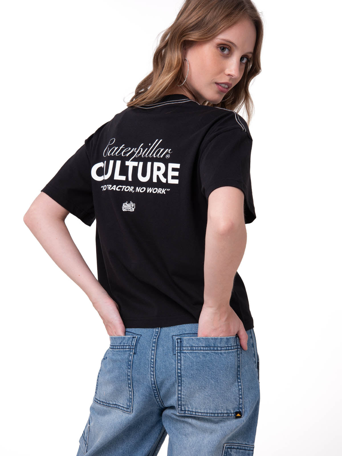 Polera Manga Corta Mujer Caterpillar Culture Negro
