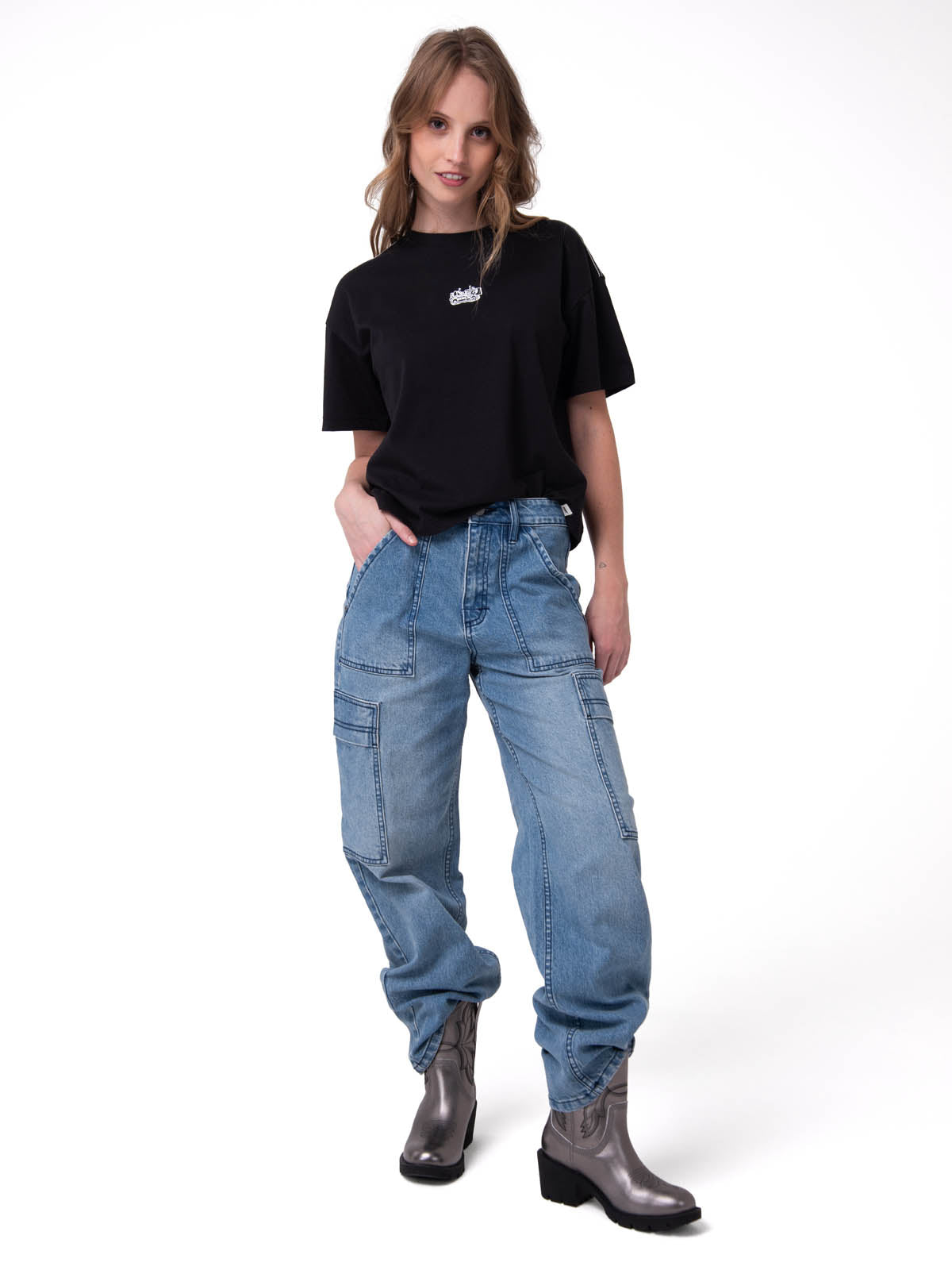 Polera Manga Corta Mujer Caterpillar Culture Negro