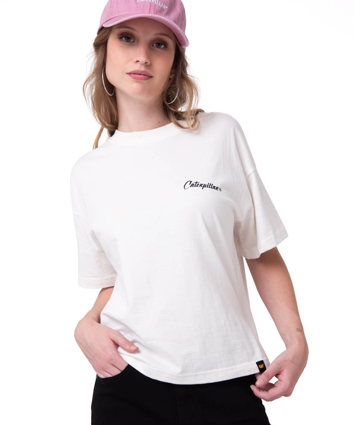 Polera Manga Corta Mujer Moment In Time Blanco Cat