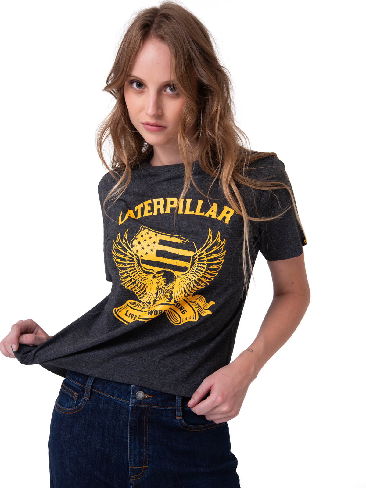 Polera Manga Corta Mujer Time Tested Negro Cat