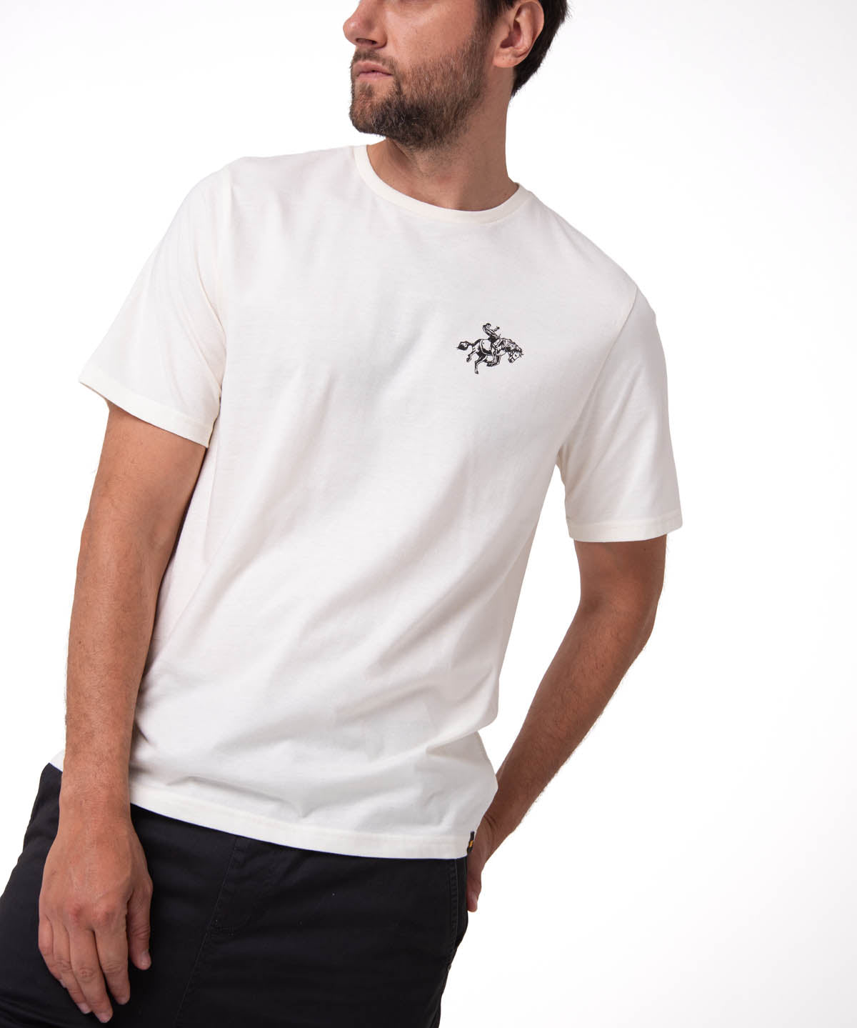 Polera Manga Corta Hombre Western Urban Blanco Cat