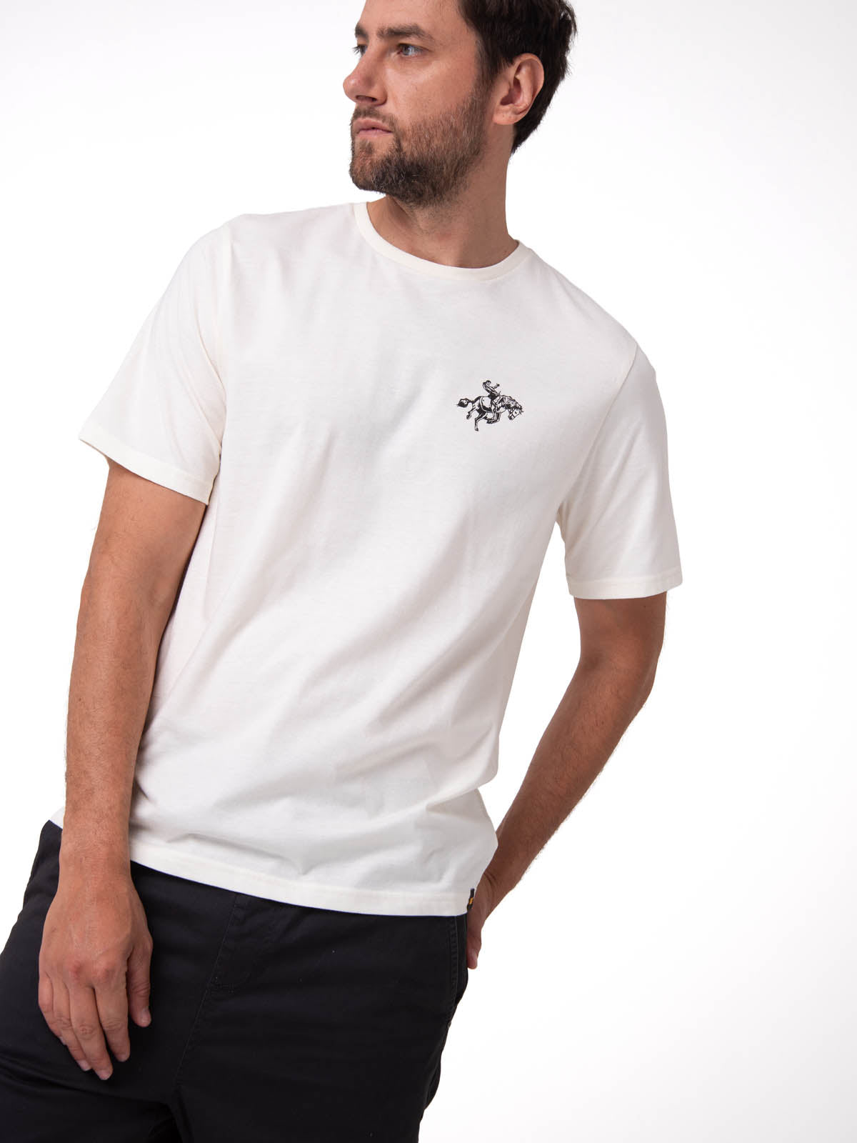 Polera Manga Corta Hombre Western Urban Blanco Cat
