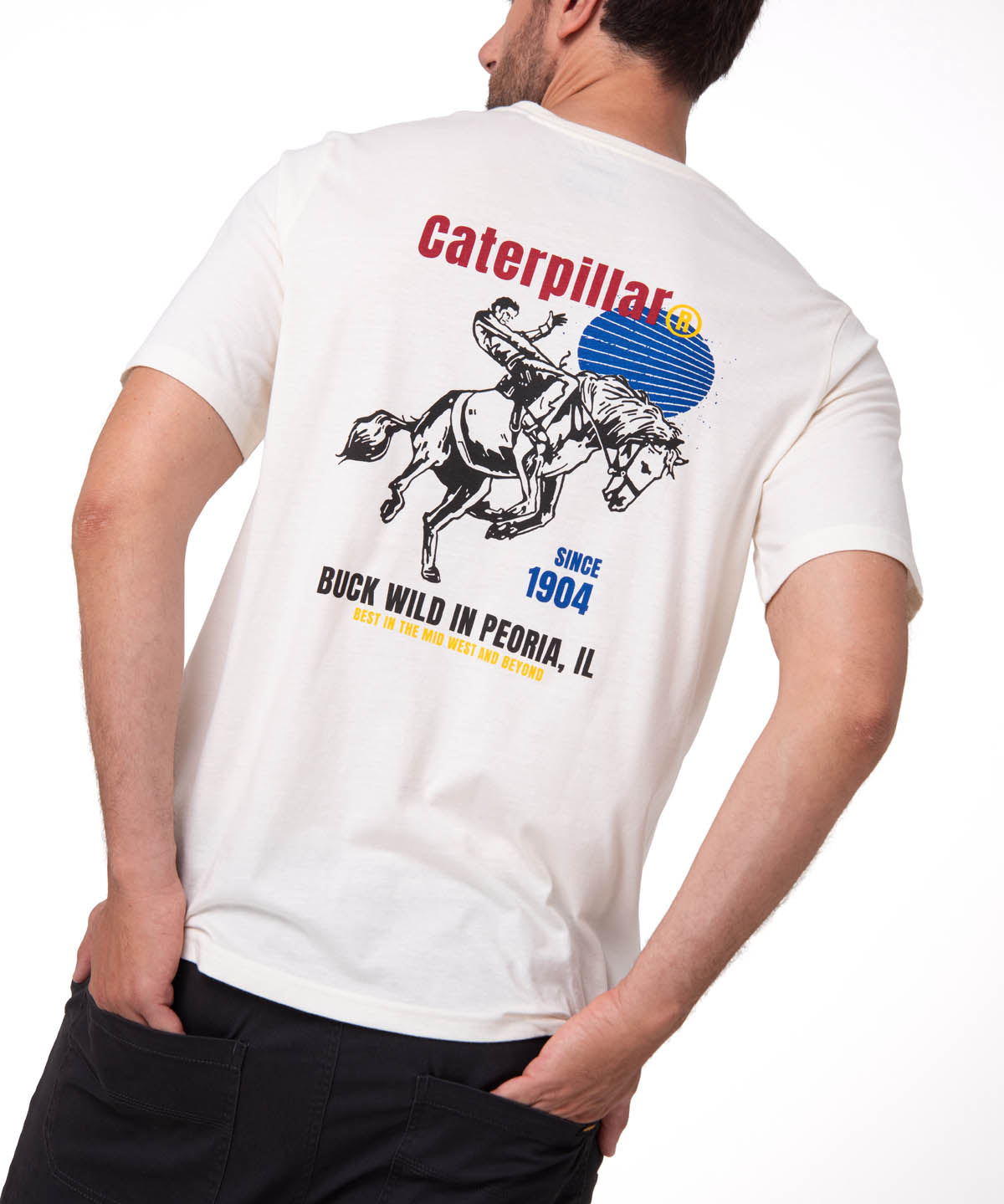 Polera Manga Corta Hombre Western Urban Blanco Cat