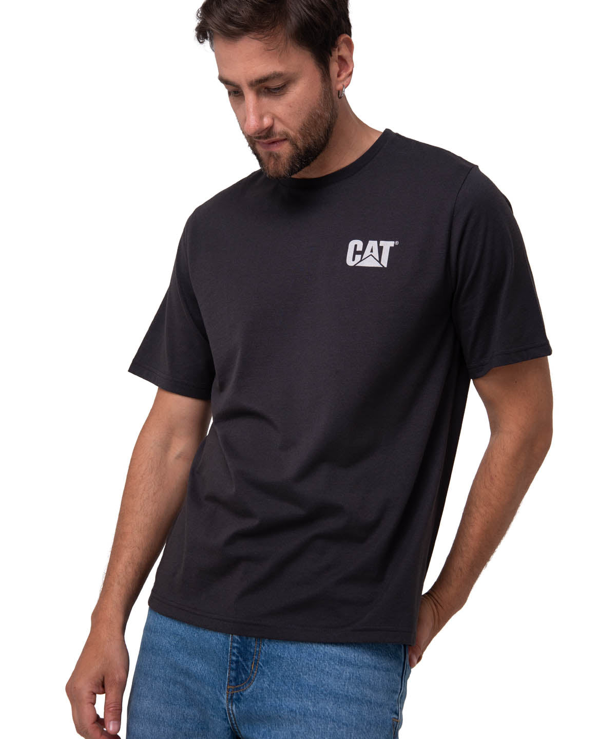 Polera Manga Corta Hombre Moto Urban Negro Cat