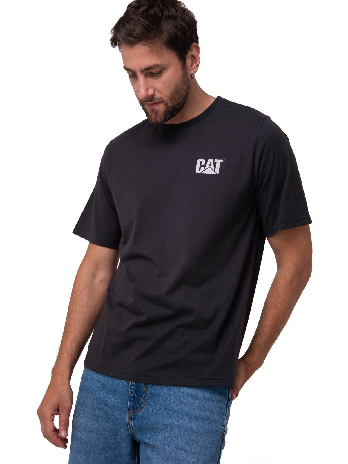 Polera Manga Corta Hombre Moto Urban Negro Cat