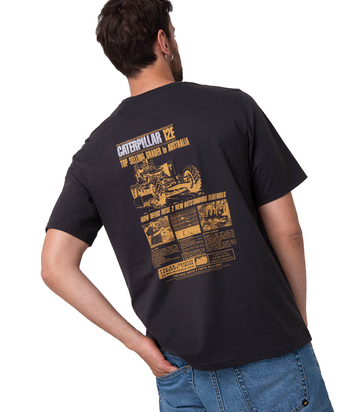 Polera Manga Corta Hombre Moto Urban Negro Cat