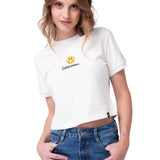 Polera Manga Corta Mujer Caterpillar Smiley Blanco