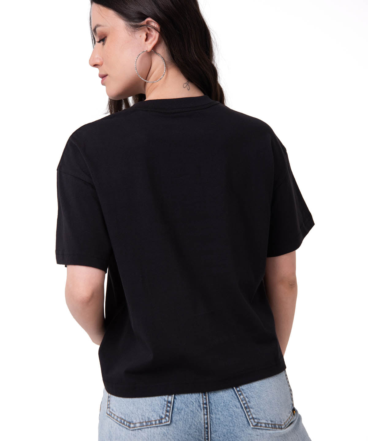 Polera Manga Corta Mujer Caterpillar Heart Negro