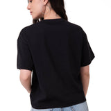 Polera Manga Corta Mujer Caterpillar Heart Negro