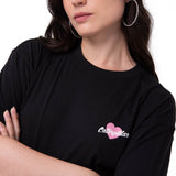 Polera Manga Corta Mujer Caterpillar Heart Negro