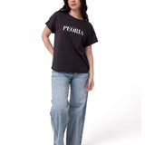 Polera Manga Corta Mujer Peoria Relaxed Negro Cat