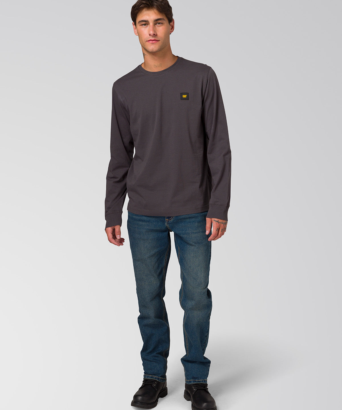 Polera Manga Larga Hombre Cat Patch Negro Cat