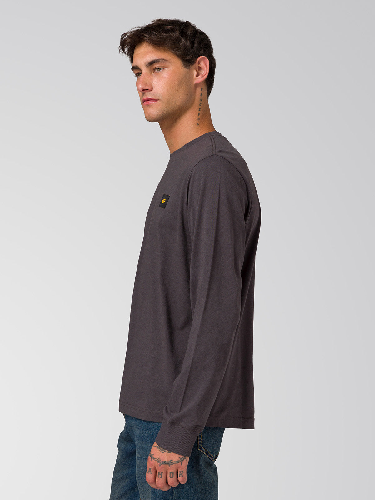 Polera Manga Larga Hombre Cat Patch Negro Cat