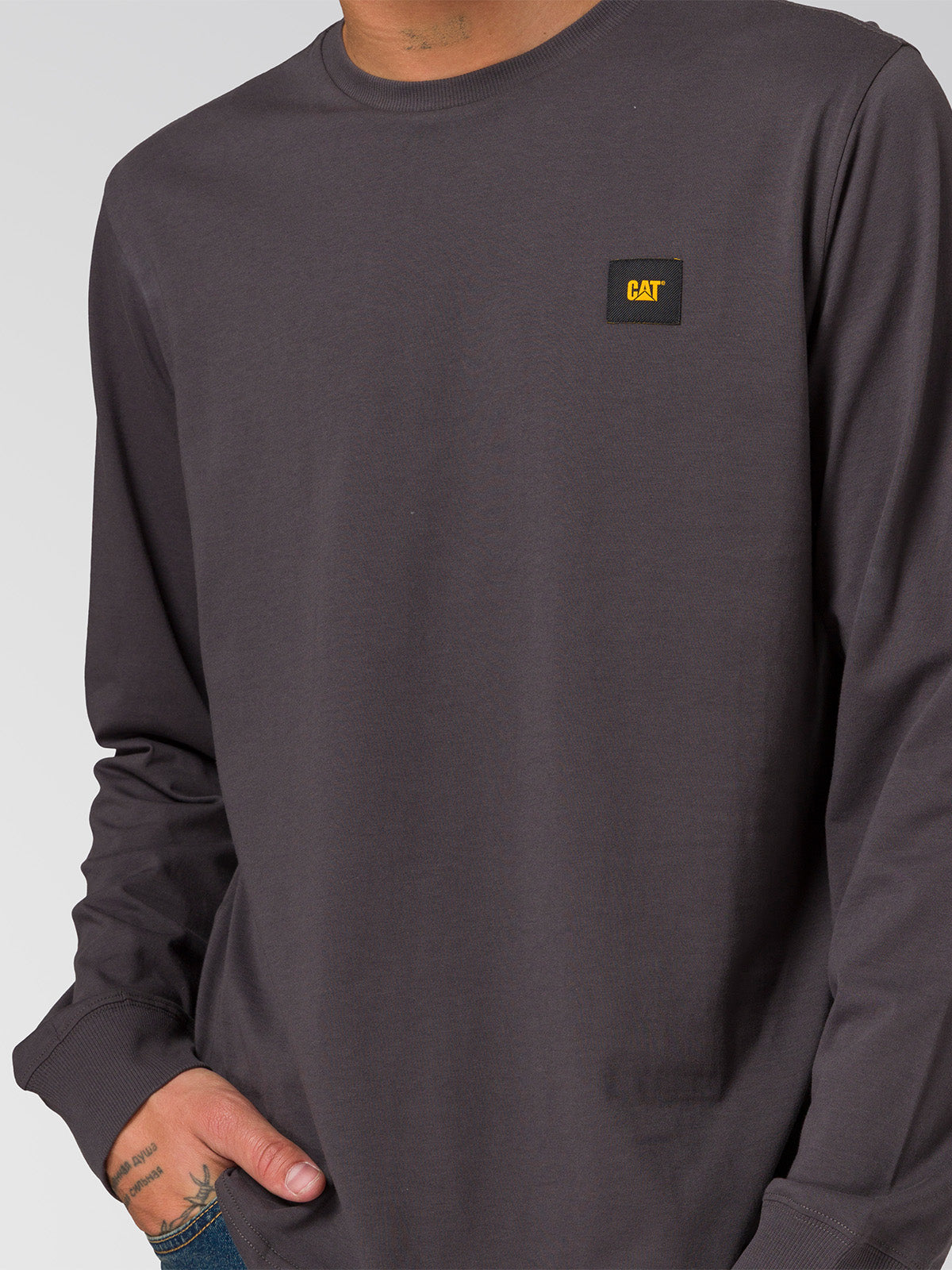 Polera Manga Larga Hombre Cat Patch Negro Cat