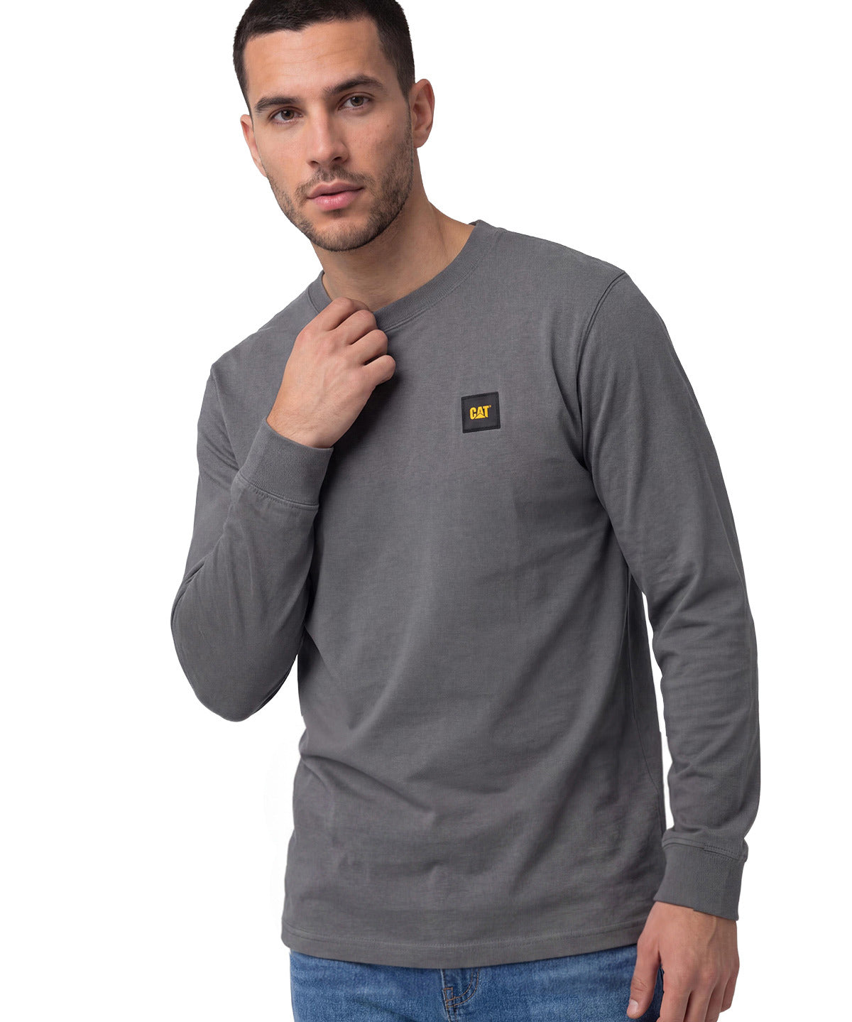 Polera Manga Larga Hombre Cat Patch Gris Cat