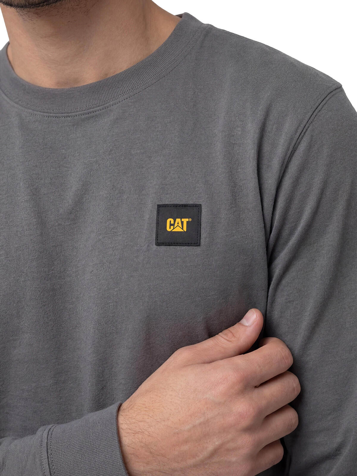 Polera Manga Larga Hombre Cat Patch Gris Cat