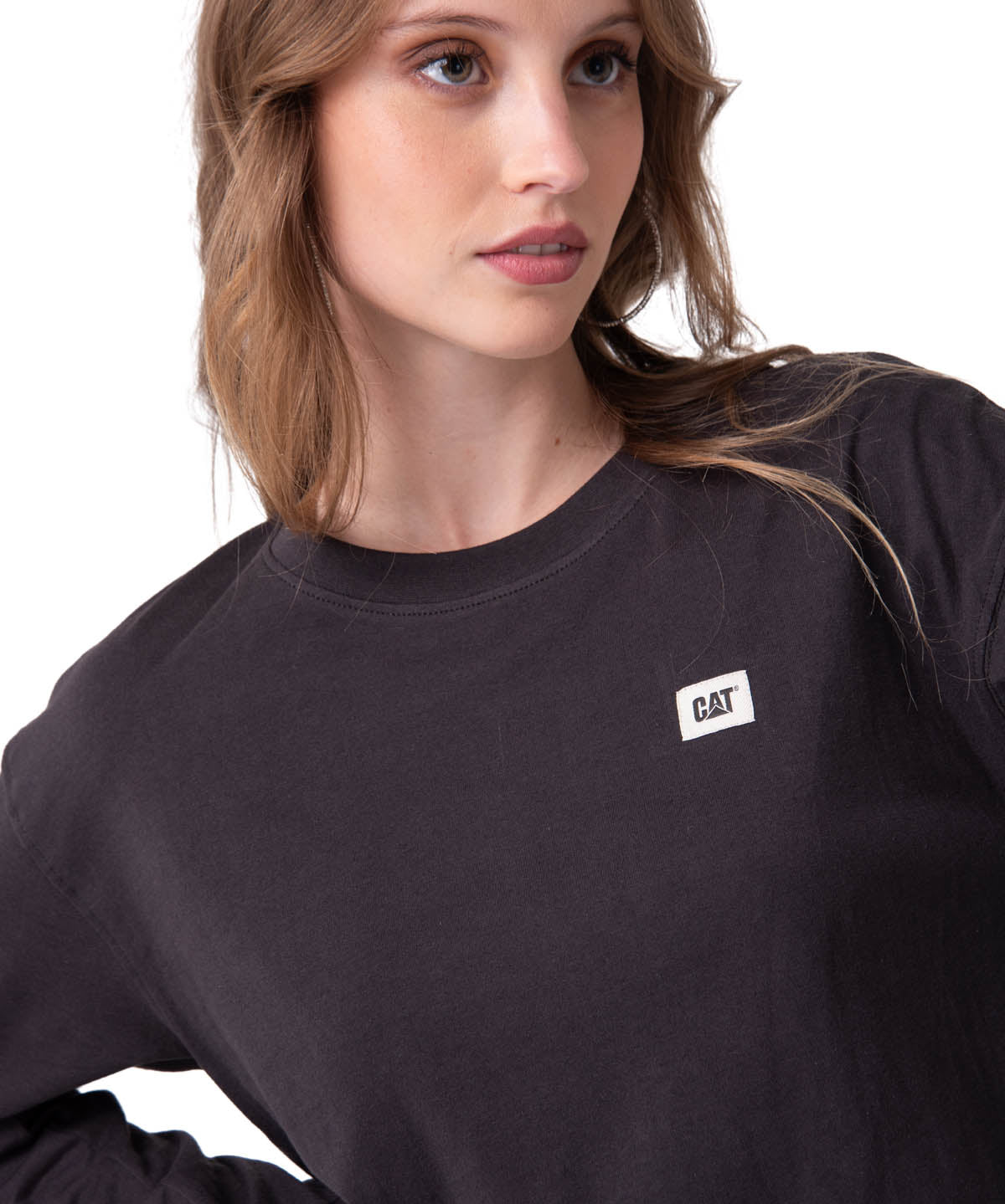 Polera Manga Larga Mujer Diseño Relaxed Negro Cat