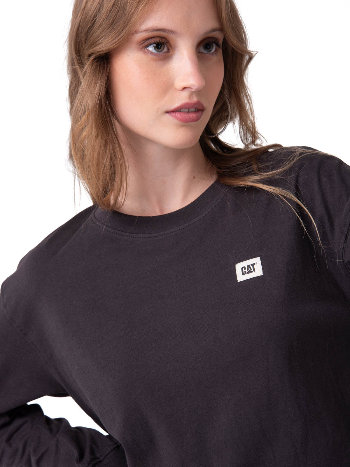 Polera Manga Larga Mujer Diseño Relaxed Negro Cat