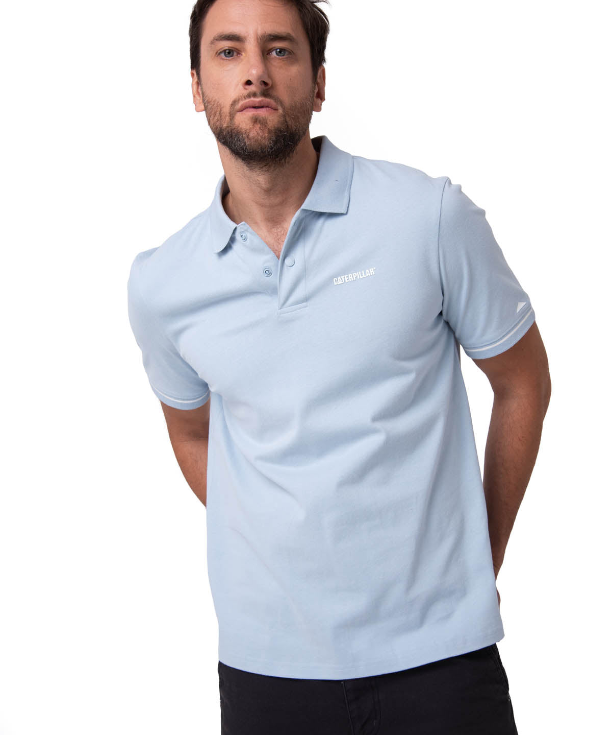 Polo Manga Corta Hombre Caterpillar Slim Celeste