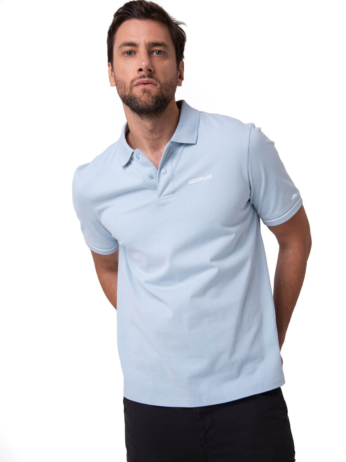 Polo Manga Corta Hombre Caterpillar Slim Celeste