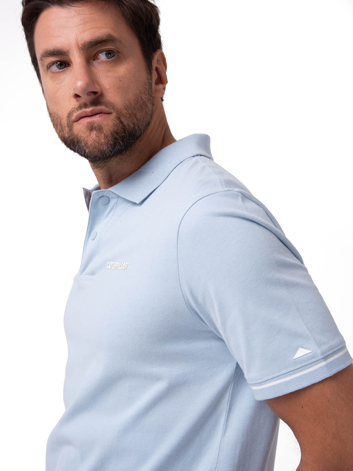 Polo Manga Corta Hombre Caterpillar Slim Celeste