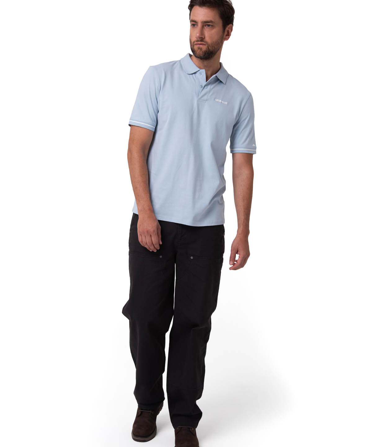 Polo Manga Corta Hombre Caterpillar Slim Celeste
