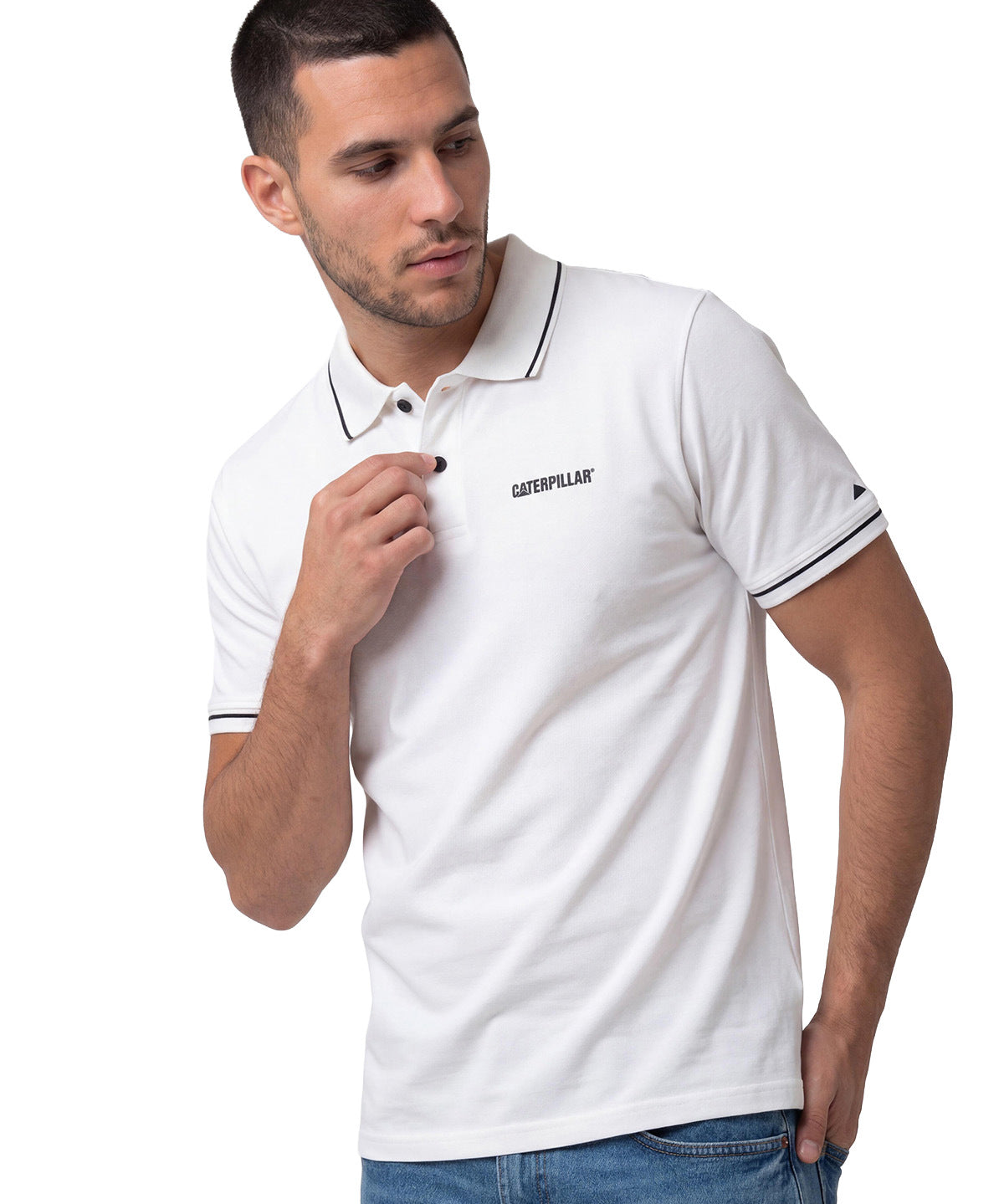 Polo Manga Corta Hombre Caterpillar Slim Blanco