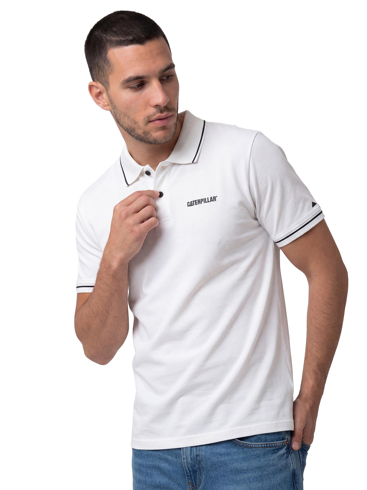 Polo Manga Corta Hombre Caterpillar Slim Blanco