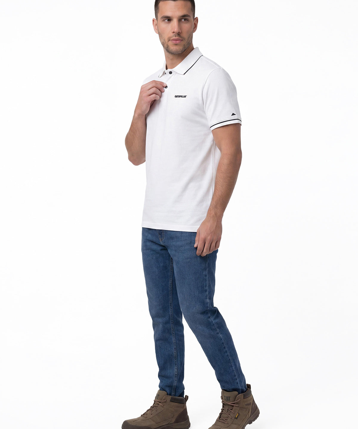 Polo Manga Corta Hombre Caterpillar Slim Blanco