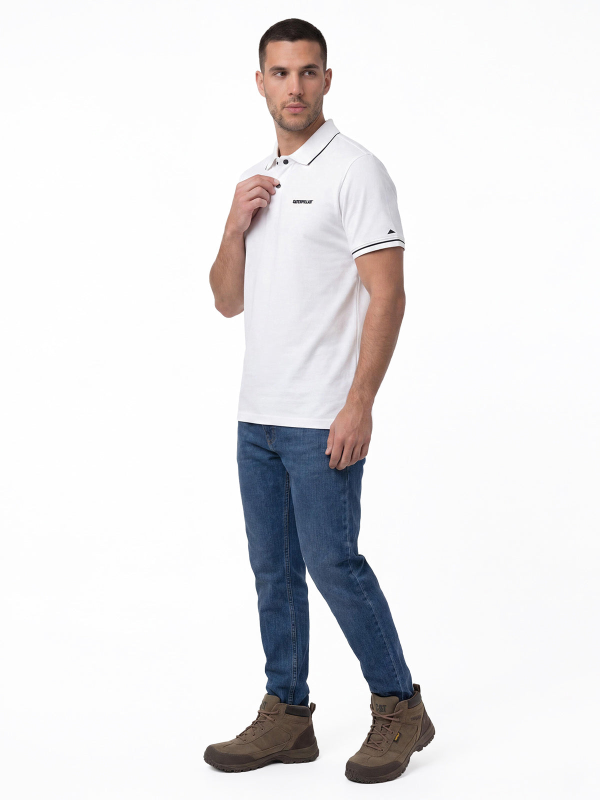 Polo Manga Corta Hombre Caterpillar Slim Blanco