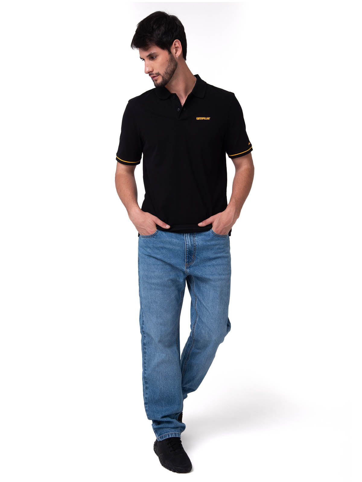 Polo Manga Corta Hombre Caterpillar Slim Negro