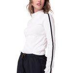 Polera Manga Larga Mujer Sporty Mock Neck Blanco Cat