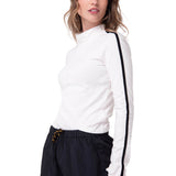 Polera Manga Larga Mujer Sporty Mock Neck Blanco Cat