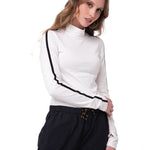 Polera Manga Larga Mujer Sporty Mock Neck Blanco Cat