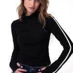 Polera Manga Larga Mujer Sporty Mock Neck Negro Cat