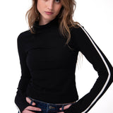 Polera Manga Larga Mujer Sporty Mock Neck Negro Cat