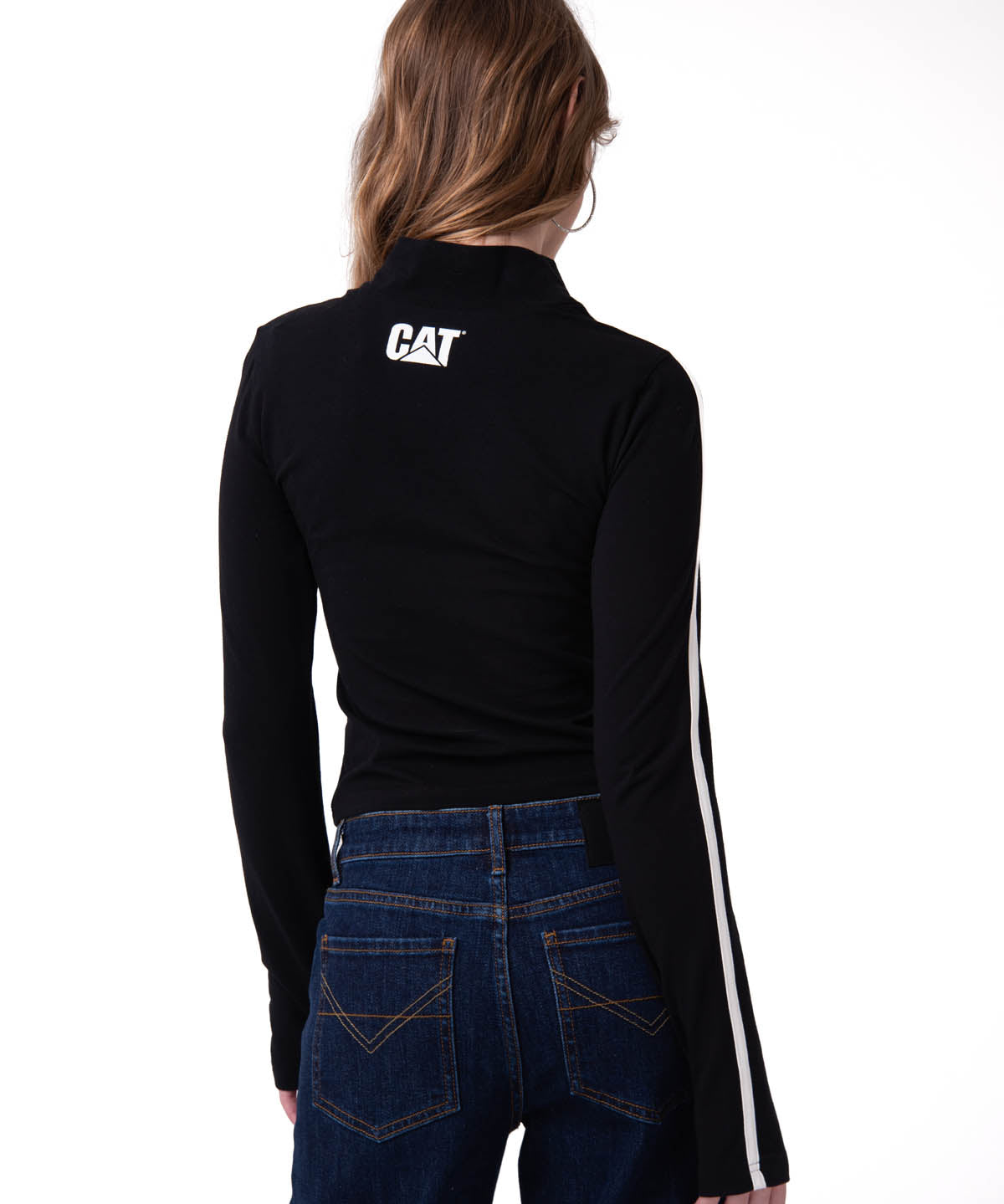 Polera Manga Larga Mujer Sporty Mock Neck Negro Cat