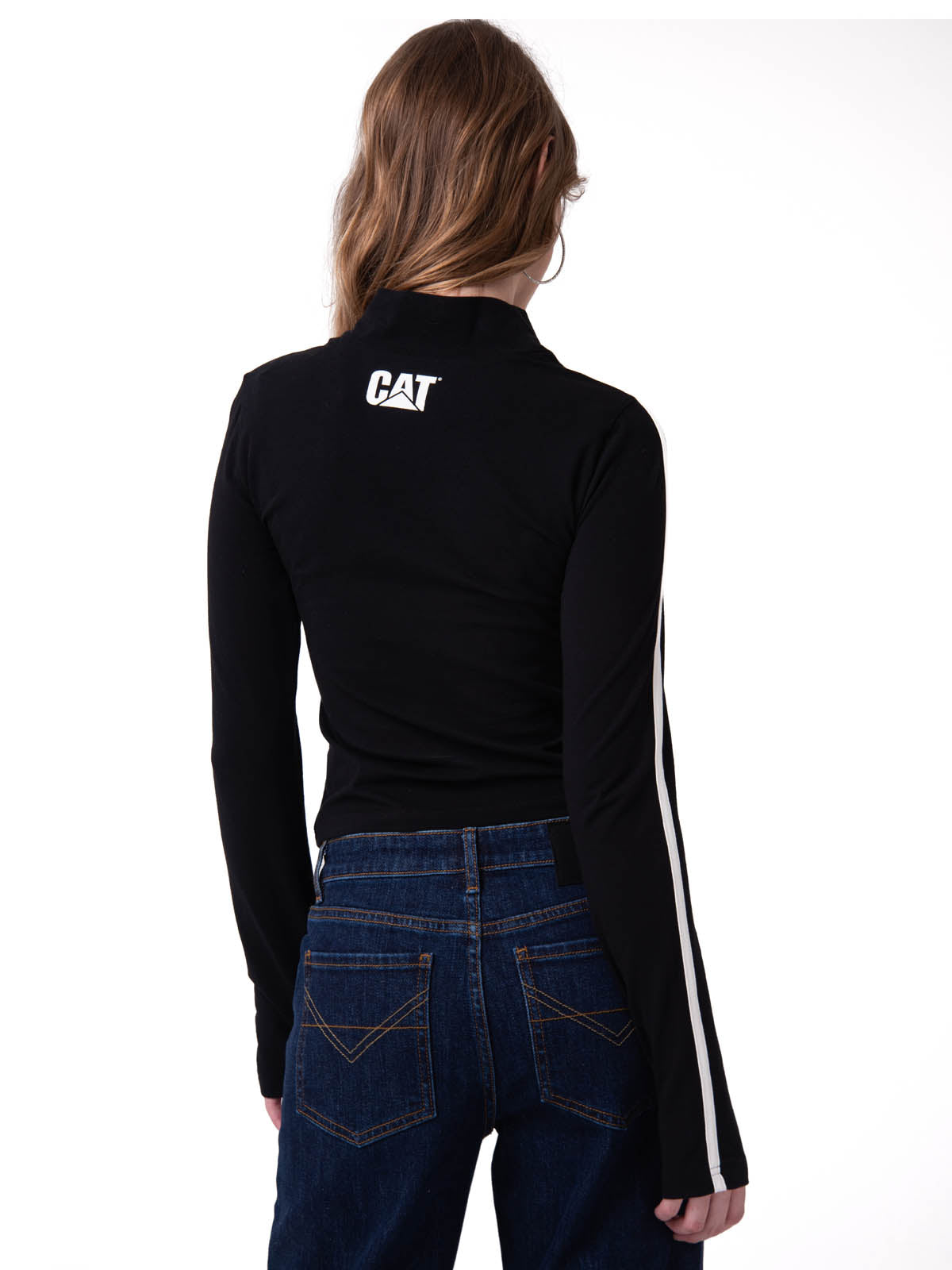 Polera Manga Larga Mujer Sporty Mock Neck Negro Cat